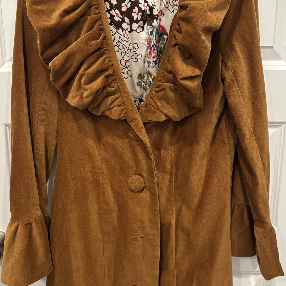 Judith March Brown Ruffled Coat